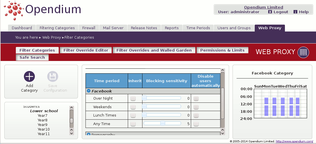 Web Proxy Filter Categories